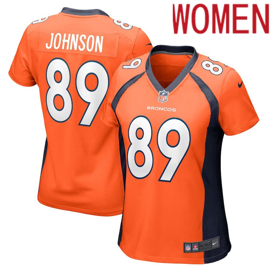 Women Denver Broncos #89 Brandon Johnson Nike Orange Game Player NFL Jersey